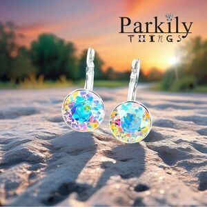 Handcrafted Bella earrings with aurora borealis Swarovski crystal